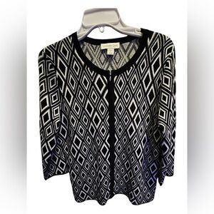 Coldwater Creek Monochrome Geometric Cardigan